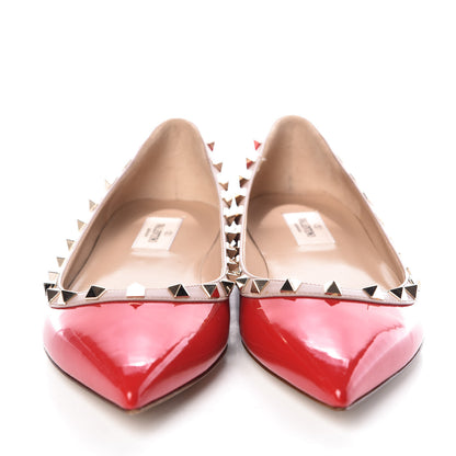 Valentino Garavani Patent Nappa Rockstud Ballerina Flats 39.5 Rosso Valentino Poudre 2 of 10