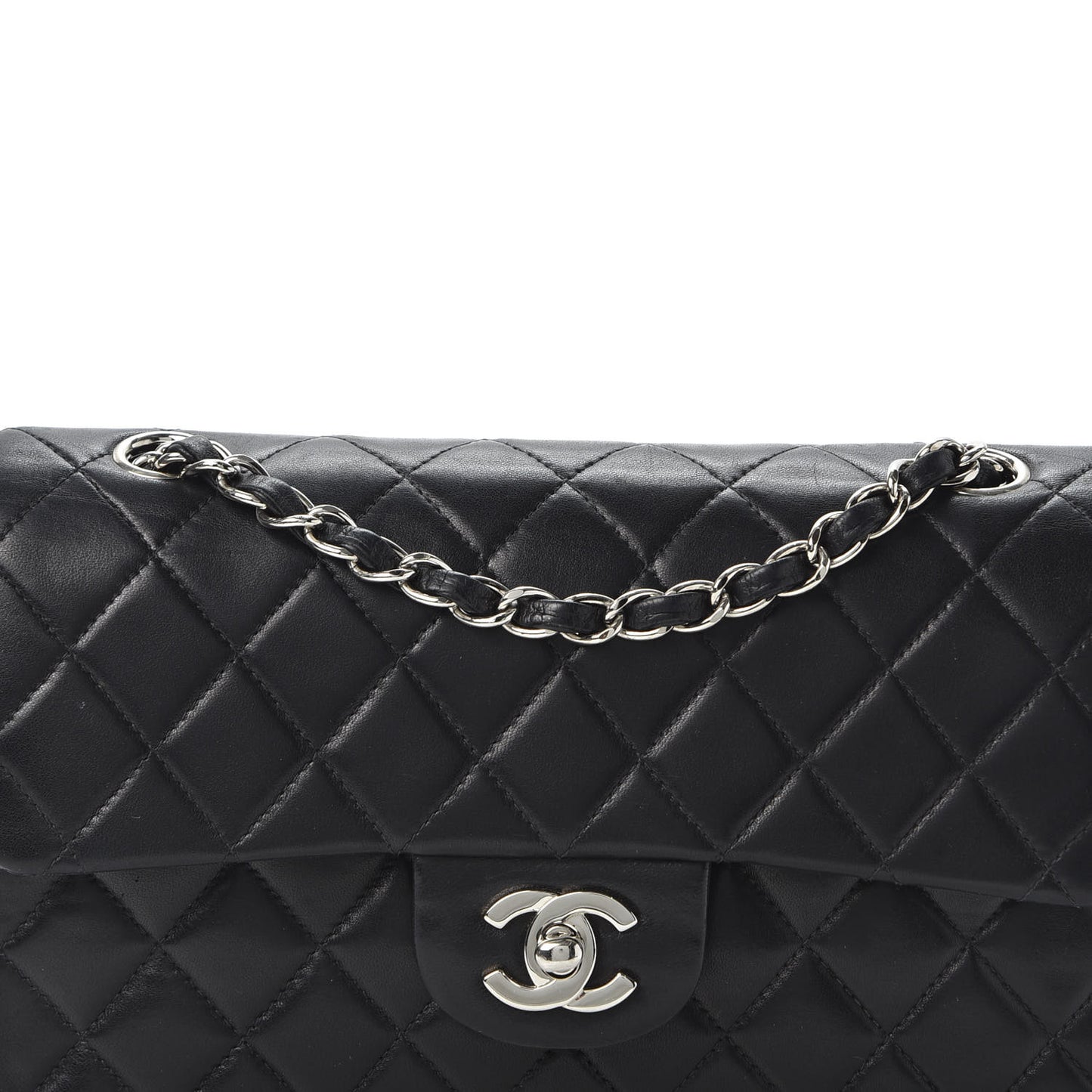 Lambskin Quilted Small Double Flap Black