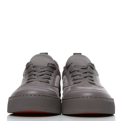 Christian Louboutin Calfskin Neoprene Veau Velours Mens Aurelien Flat Sneakers 40.5 Storm 2 of 4