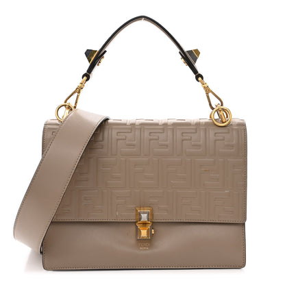 Fendi Vitello Liberty FF 1974 Embossed Kan I Shoulder Bag Tortora 1 of 18
