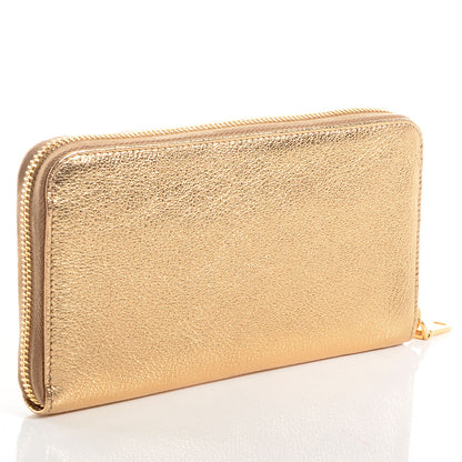 Miu Miu Goatskin Madras Zip Around Wallet Platinum 3 of 11
