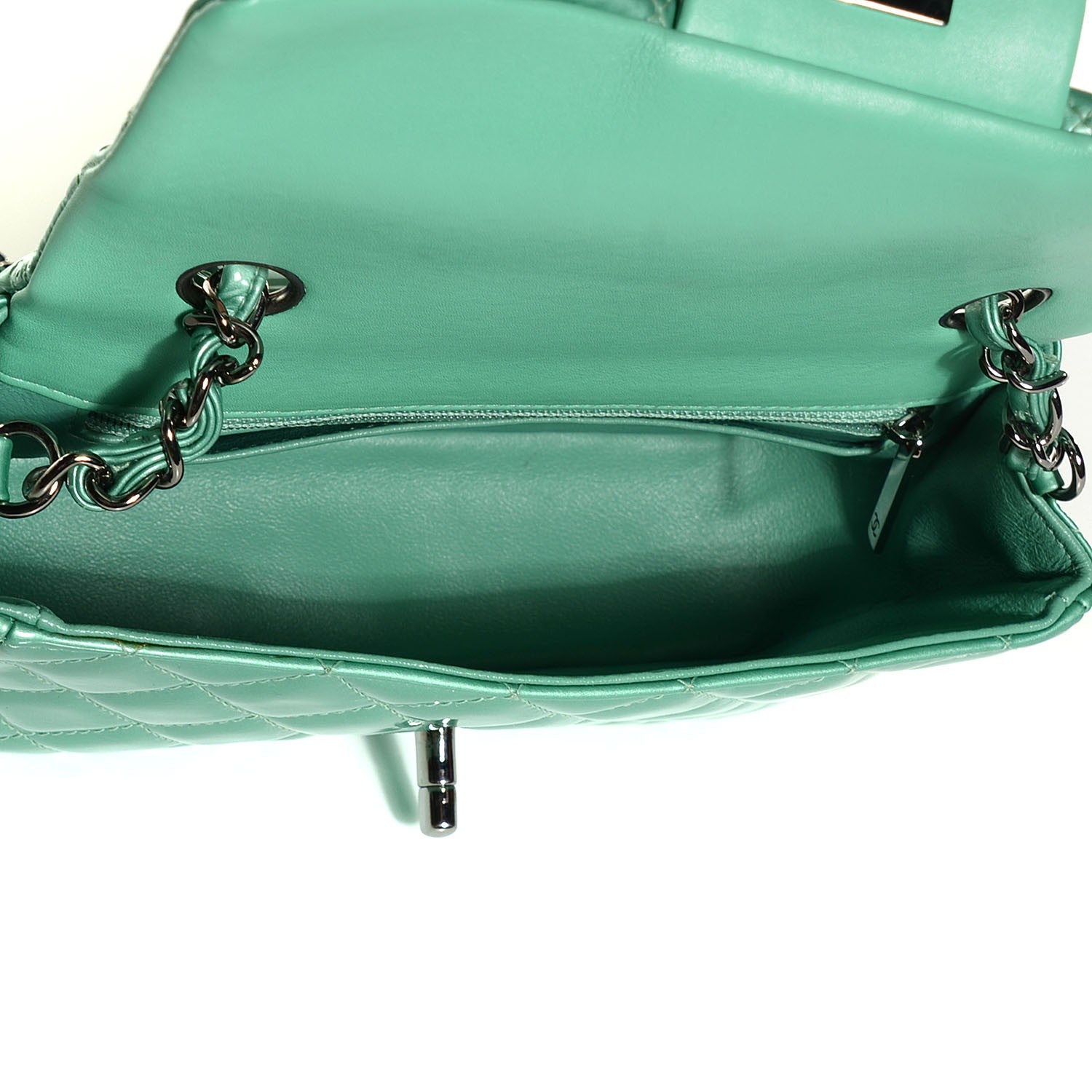 Chanel Patent Calfskin Quilted Mini Rectangular Flap Green 5 of 9