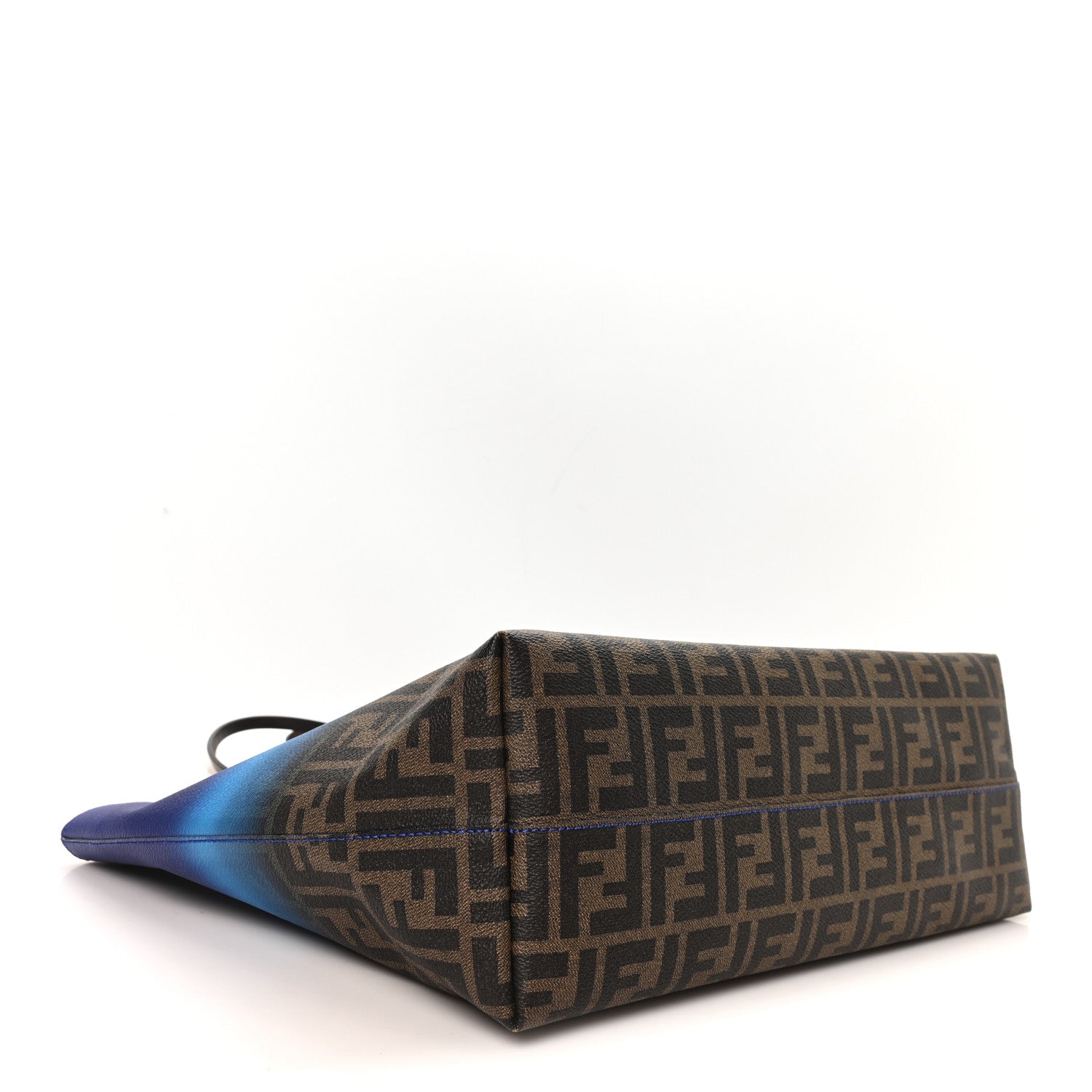 Fendi マザーズバッグ ダークブルー ブラウン Fendi Ombre Zucca Spalmati Medium Roll Tote Tobacco Turquoise