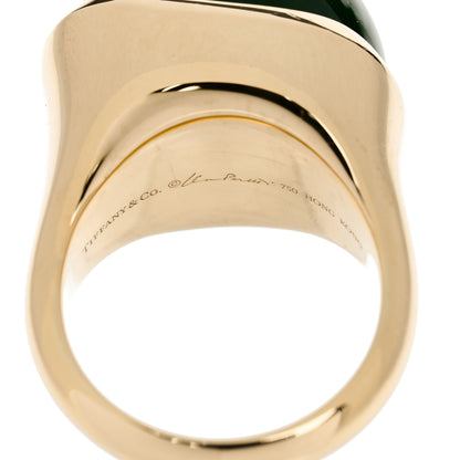 Tiffany 18k Yellow Gold Green Jade 19mm Elsa Peretti Cabochon Ring 57 8 5 of 6