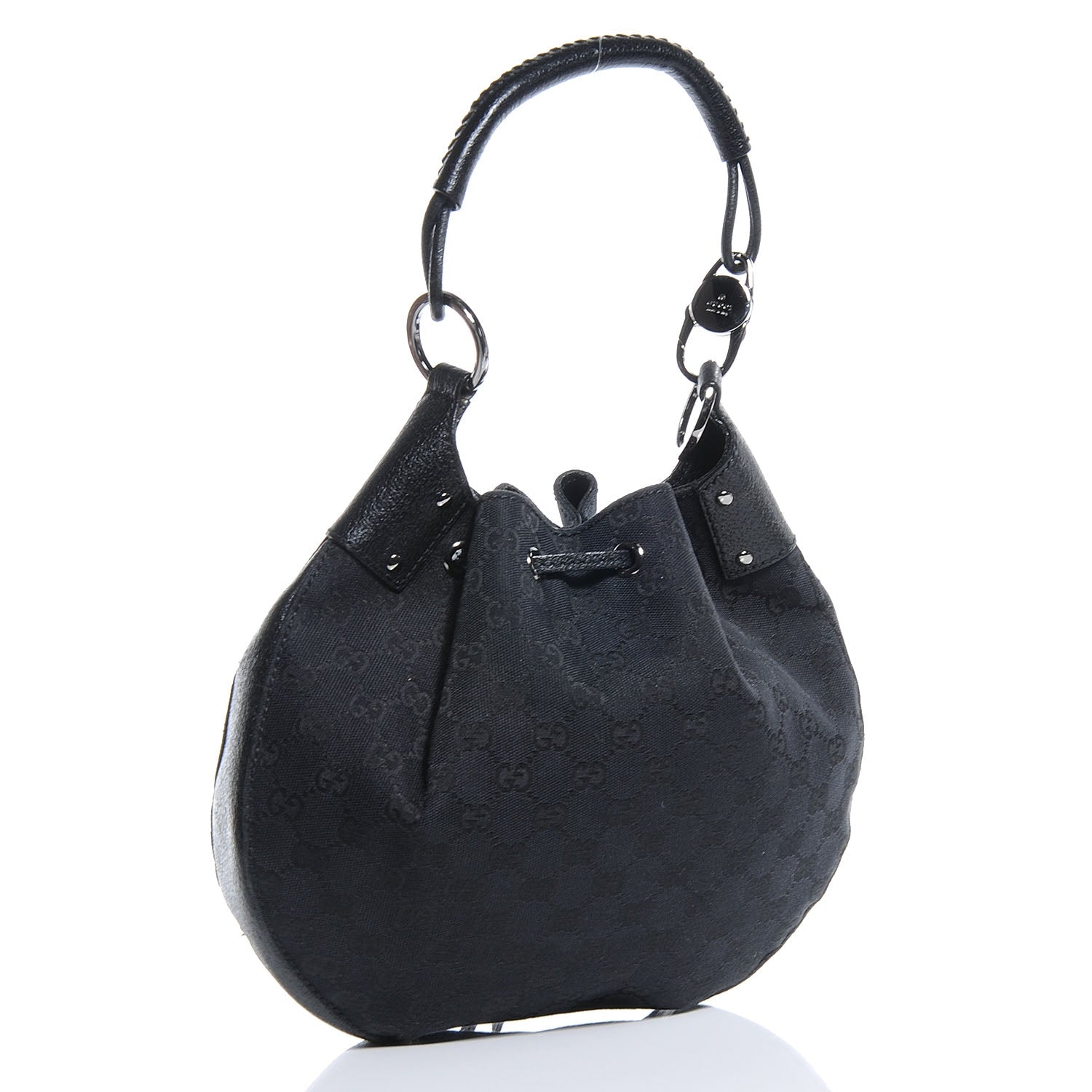 Gucci Monogram Drawstring Hobo Black 3 of 7
