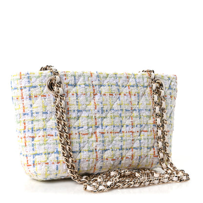 Chanel Tweed Quilted Classic Clutch Tote With Chain White Multicolor 3 of 10