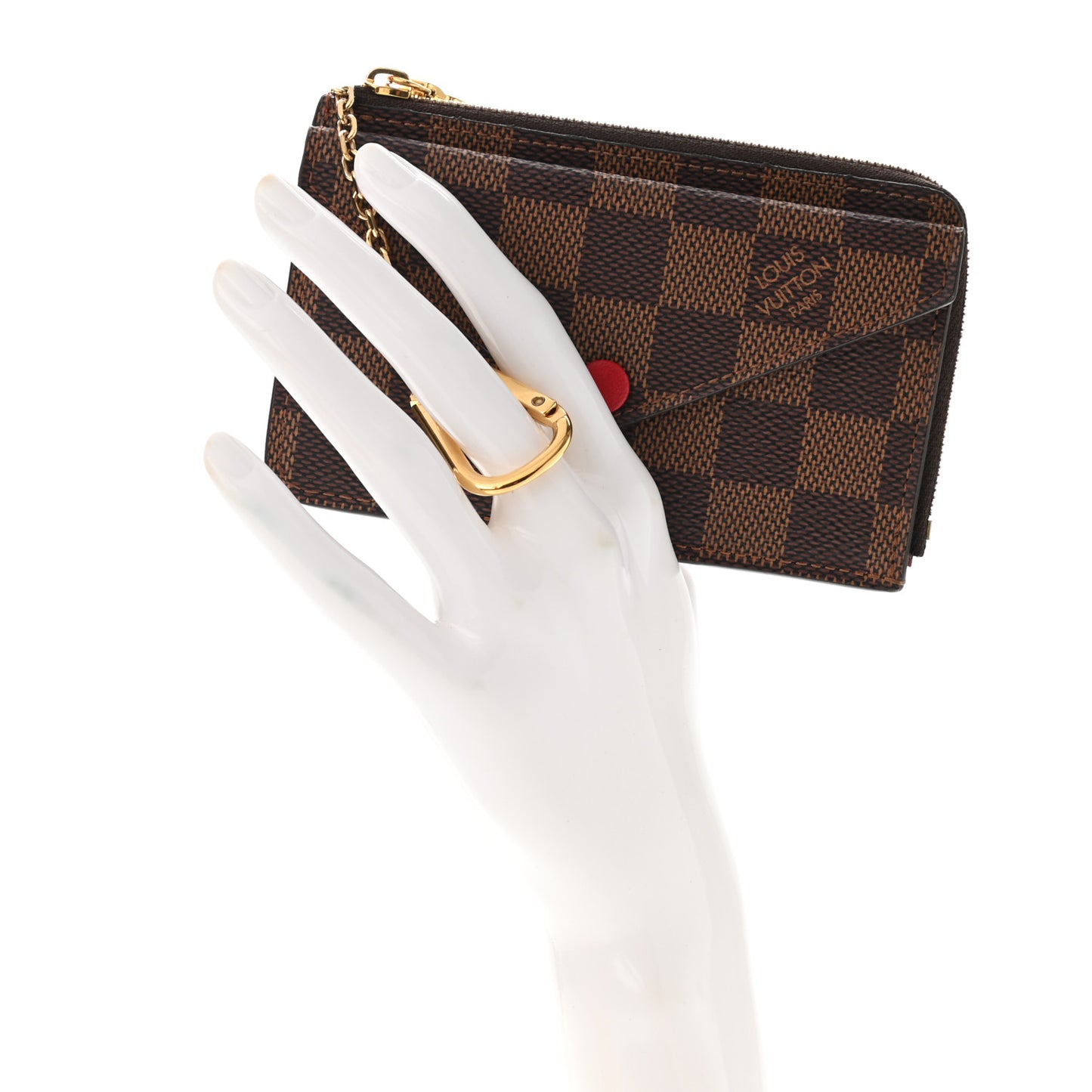Damier Ebene Recto Verso Card Holder Red