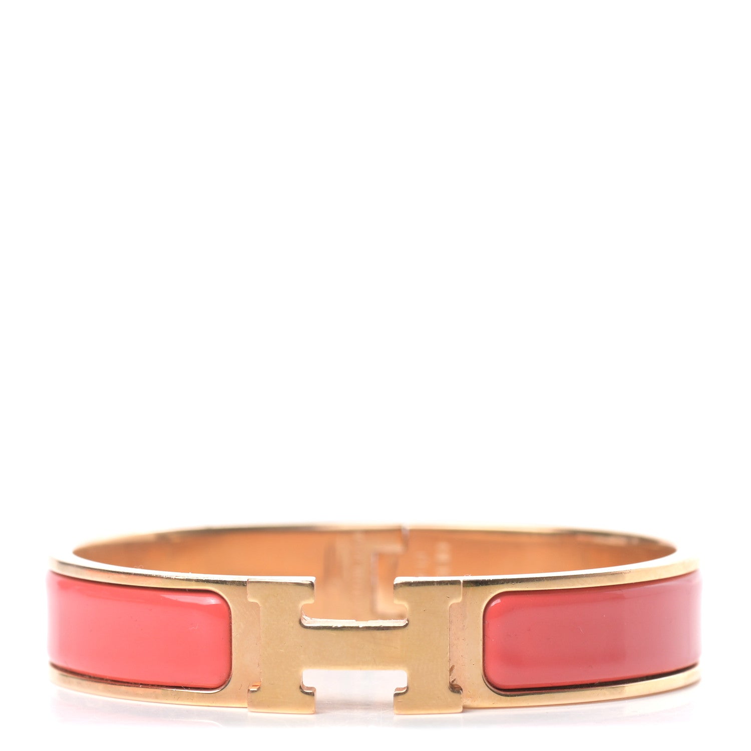 Hermes Enamel Narrow Clic Clac H Bracelet GM Rouge Corail 1 of 4