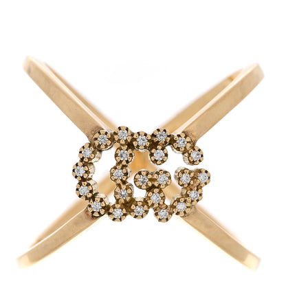 Gucci 18K Yellow Gold Diamond Running G Cross Ring 53 6.5 1 of 6