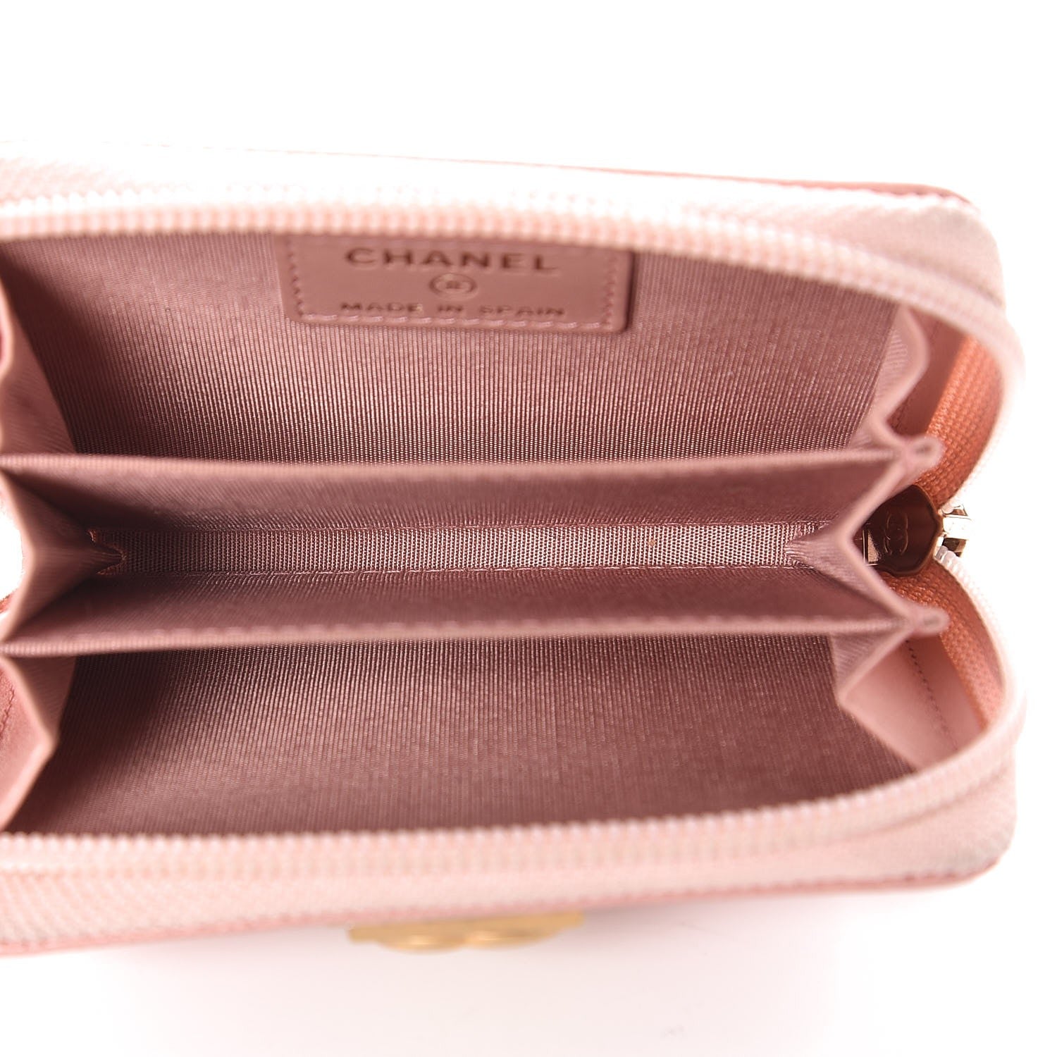 Chanel Caviar Quilted Boy Zip Around Coin Purse Wallet Light Pink 5 of 12