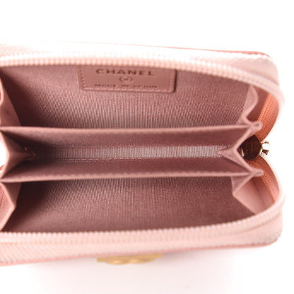 Chanel Caviar Quilted Boy Zip Around Coin Purse Wallet Light Pink 5 of 12