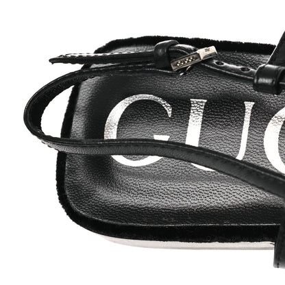Gucci New Velvet Ashmir GG Monogram Malaga Kid Slingback Ballet Flats 37 Black 9 of 10