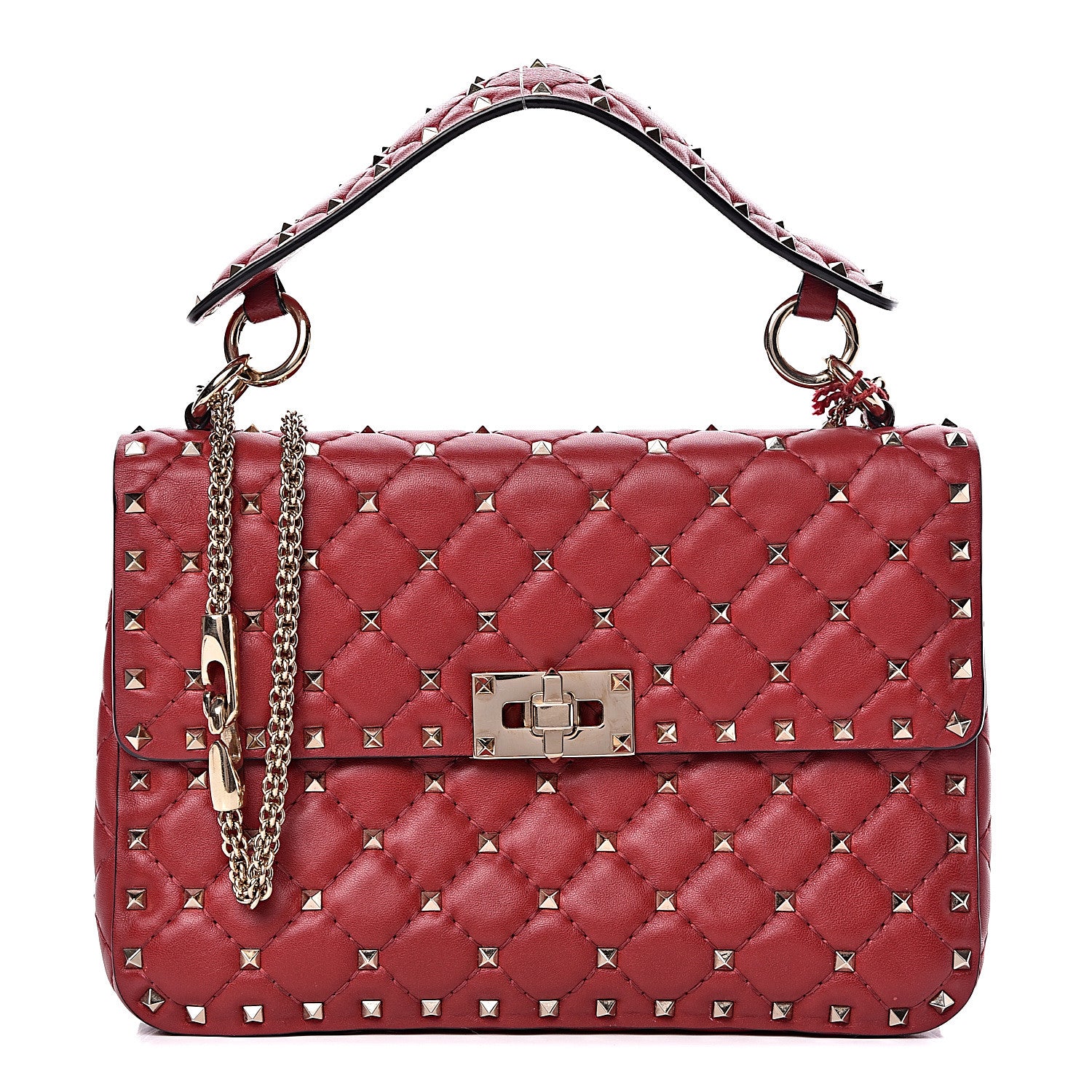 Valentino Garavani Nappa Medium Rockstud Spike Shoulder Bag Rosso Valentino 1 of 12