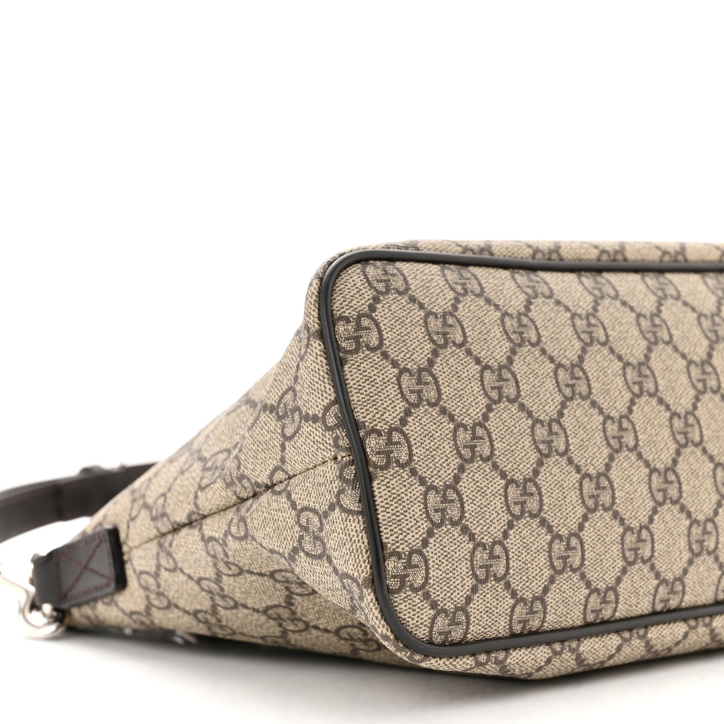 GG Supreme Monogram Small Zippered Tote Dark Brown