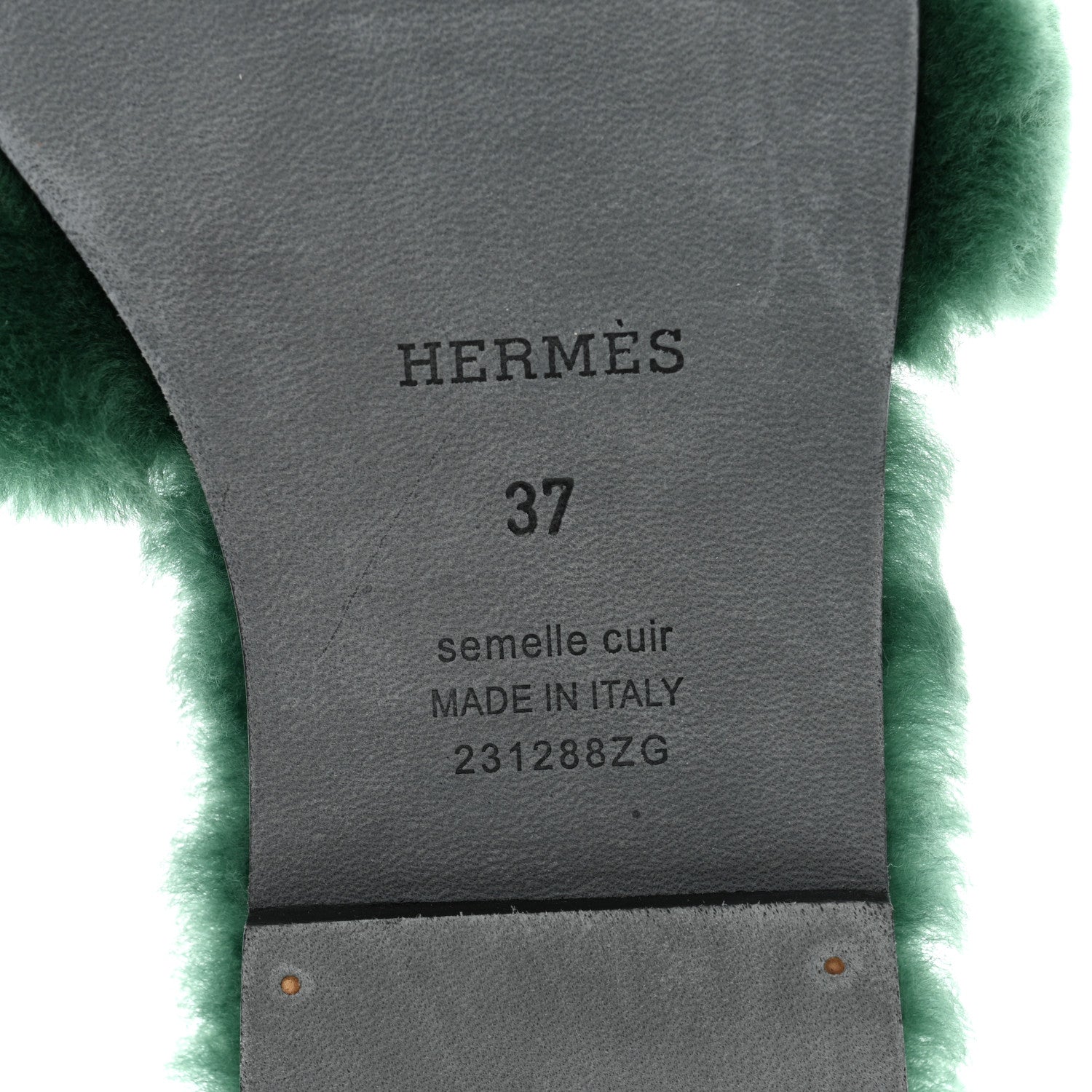 Hermes Woolskin Oran Sandals 37 Vert Anglais 6 of 6