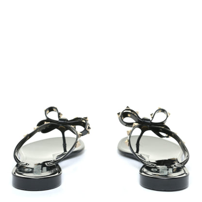 Valentino Garavani PVC Jelly Rockstud Bow Thong Sandals 41 Black 5 of 12