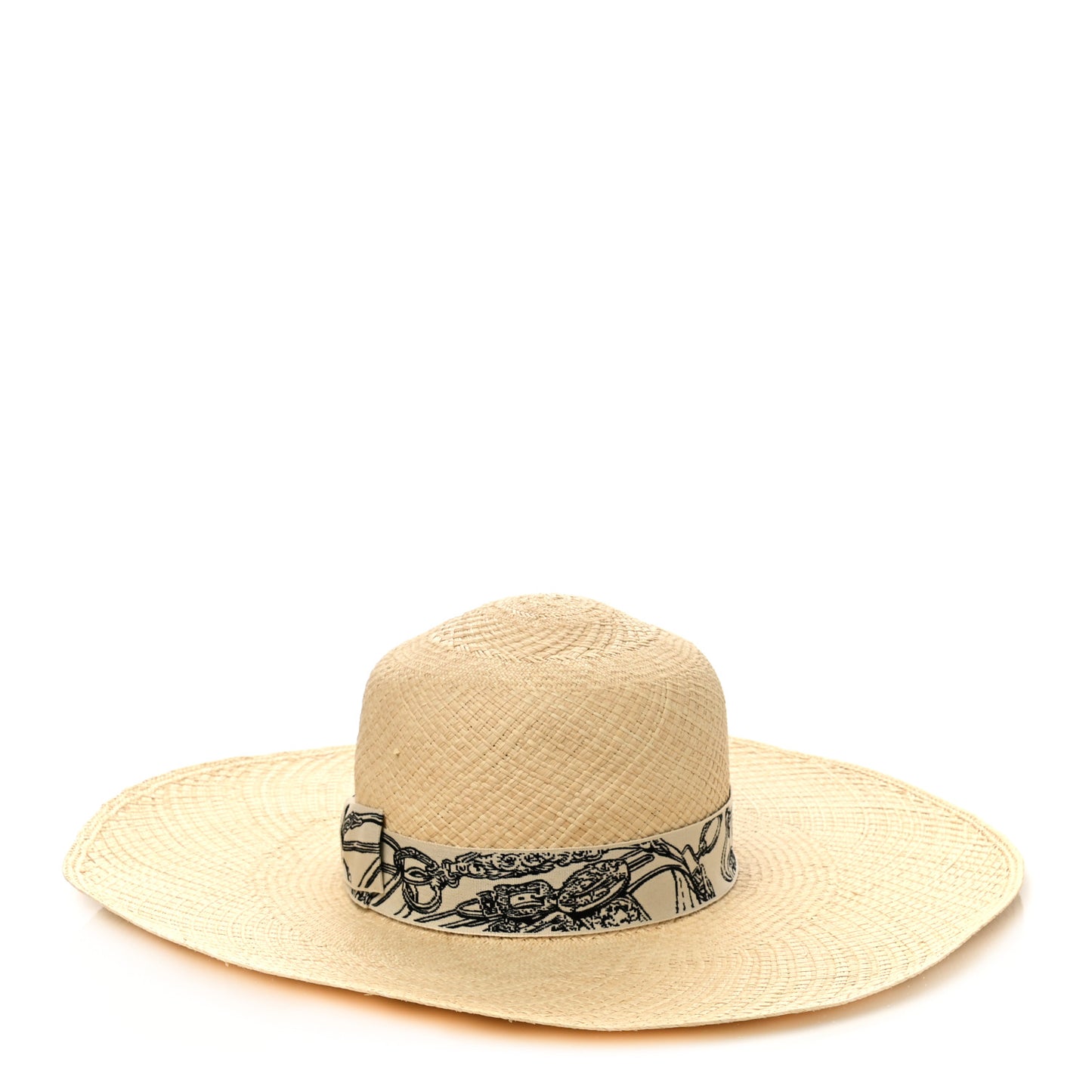 Straw Brides De Gala Panama Carrousel Hat 58 Naturel Ecru Black