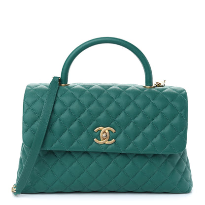 Chanel Caviar Quilted Medium Coco Handle Flap Green 1 of 8
