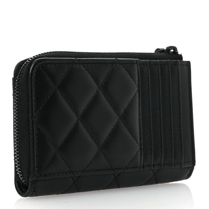 Chanel Pearly Lambskin Quilted Zip Card Holder So Black 3 of 8