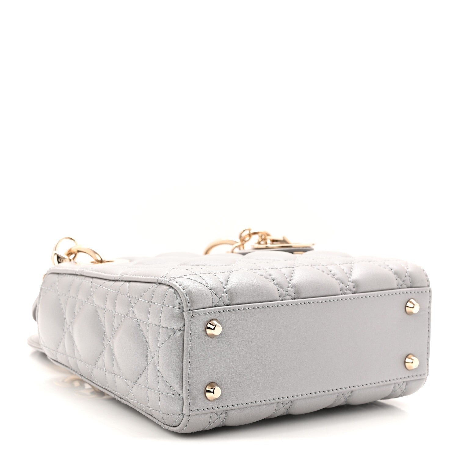 Christian Dior Metallic Lambskin Cannage Mini Lady Dior Grey 4 of 10