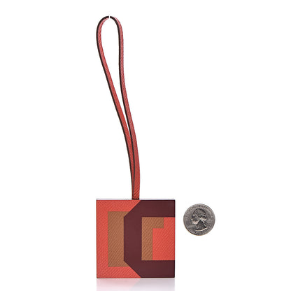 Hermes Epsom Sombrero Lettre Au Carre C Charm Gold Capucine Rouge H 2 of 3