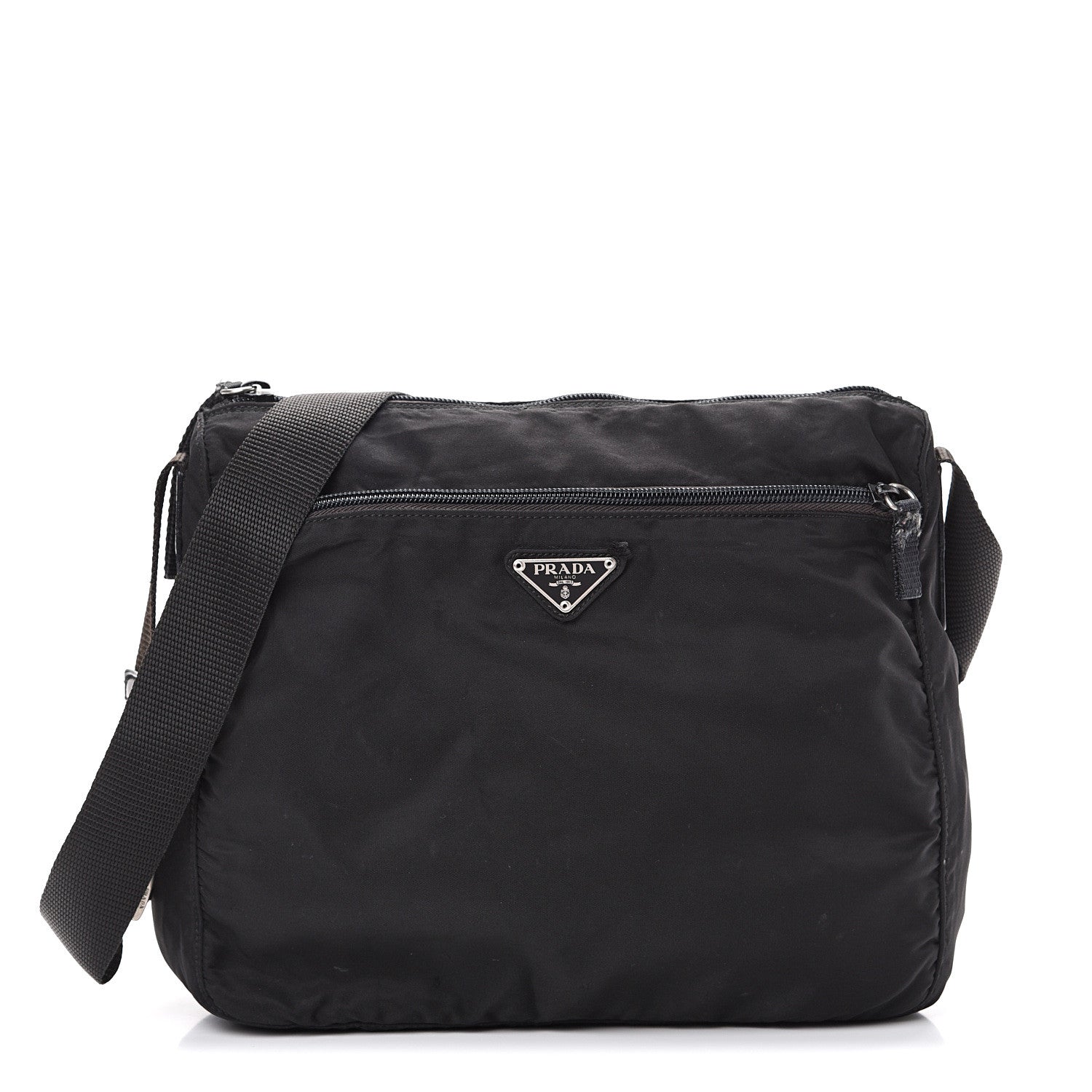 Prada Nylon Flat Messenger Bag Black 1 of 14
