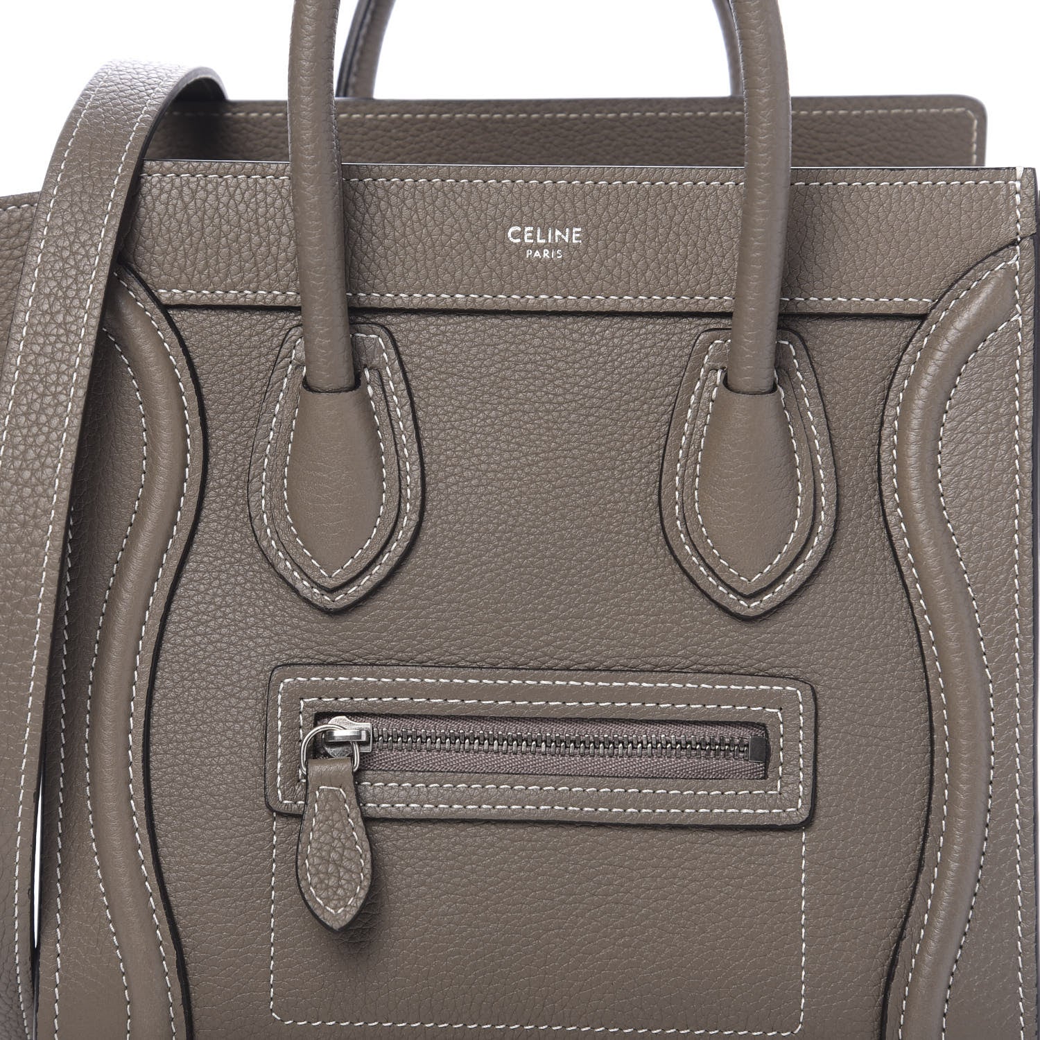 Celine Drummed Calfskin Nano Luggage Souris 9 of 9