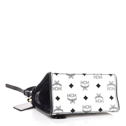 MCM Visetos Heritage Padlock Satchel Black White 4 of 8