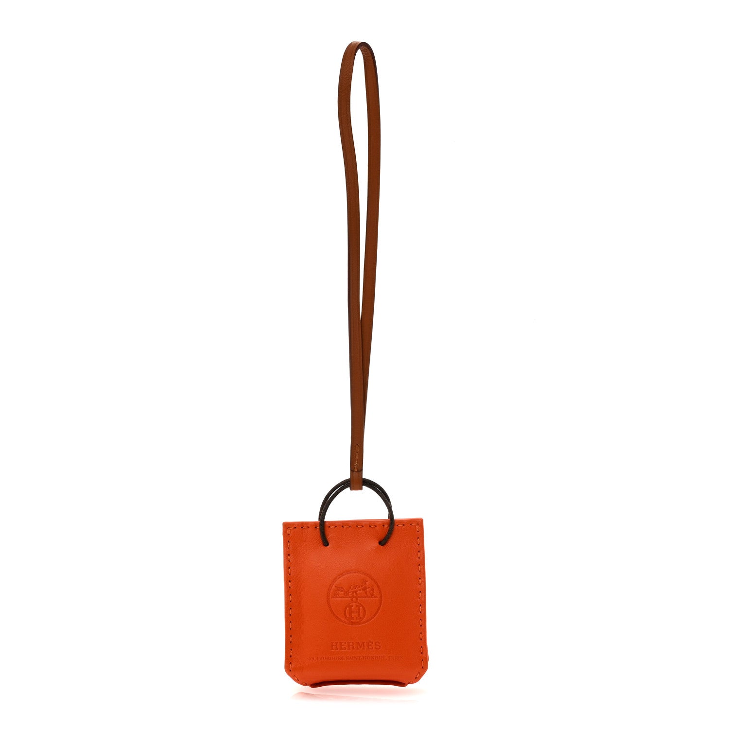 Hermes Milo Lambskin Swift Shopping Bag Charm Feu Gold 1 of 3