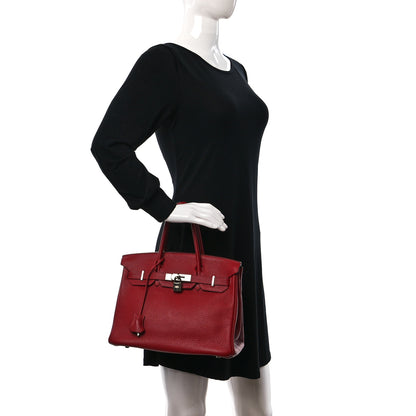 Hermes Taurillon Clemence Birkin 30 Rouge Garance 2 of 13