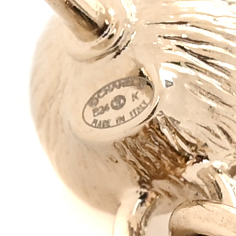 Chanel Crystal Pearl CC Drop Earrings Silver Pearly White 4 of 5