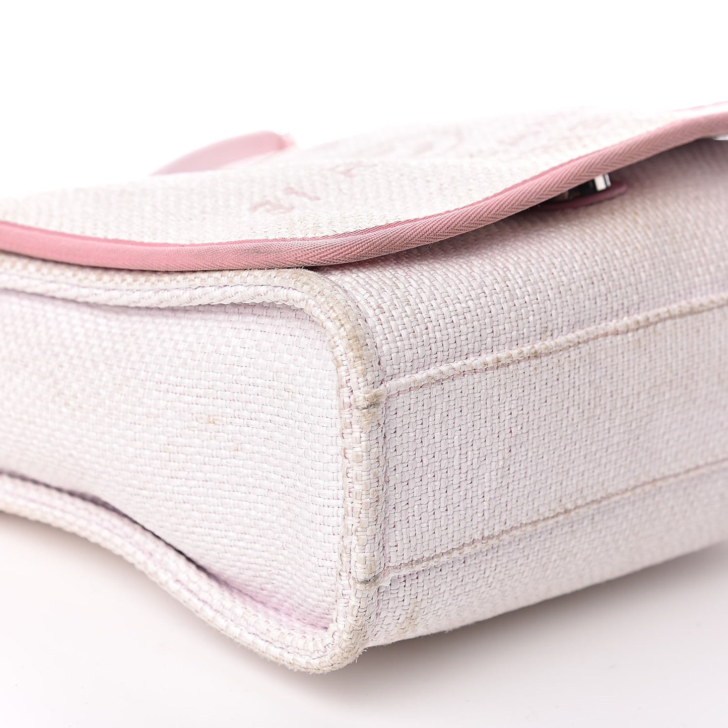 Woven Straw Raffia Small Deauville Messenger Light Pink