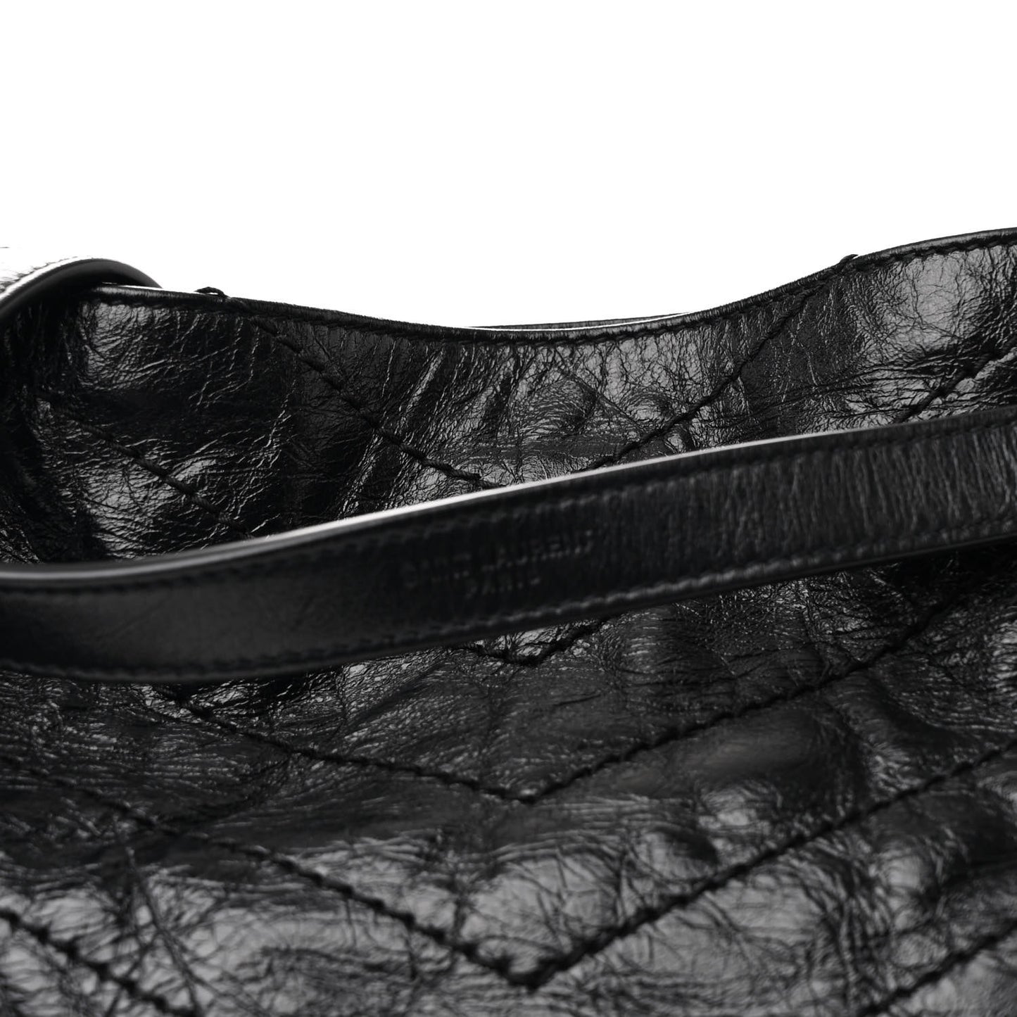 Crinkled Calfskin Matelasse Monogram Medium Niki Shopper Tote Black