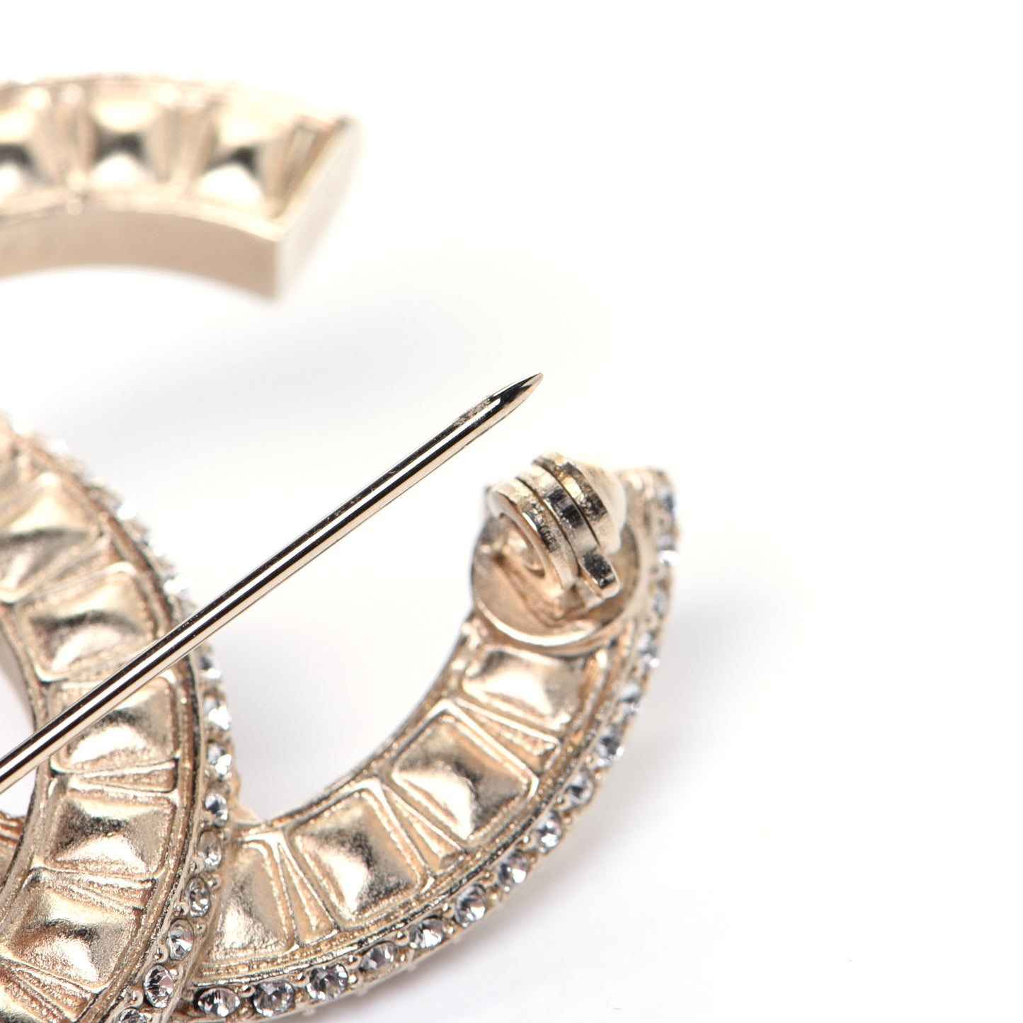 Baguette Crystal CC Brooch Gold