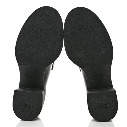 Prada Spazzolato Metal Triangle Logo 85mm Loafers 38 Black 5 of 9
