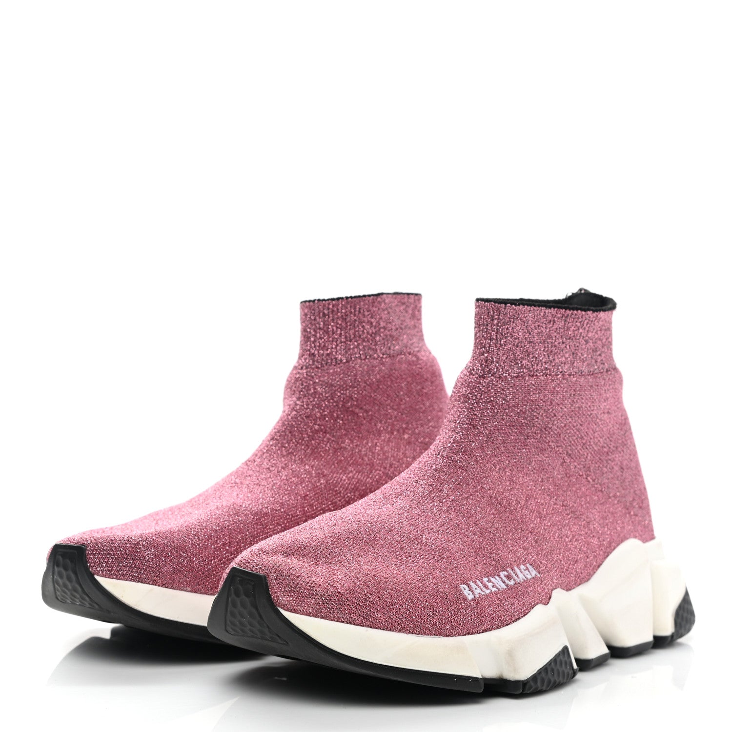 Balenciaga Laminated Knit Bi-Color Sole Womens Speed Sneakers 37 Pink White Black 3 of 10