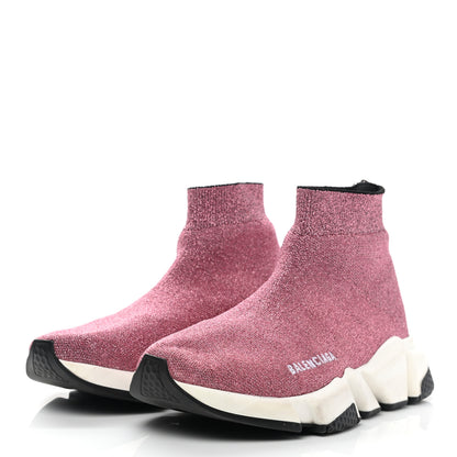 Balenciaga Laminated Knit Bi-Color Sole Womens Speed Sneakers 37 Pink White Black 3 of 10