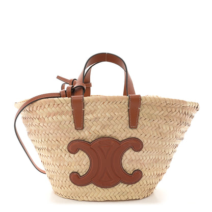 Celine Raffia Calfskin Triomphe Teen Panier Tan 1 of 13