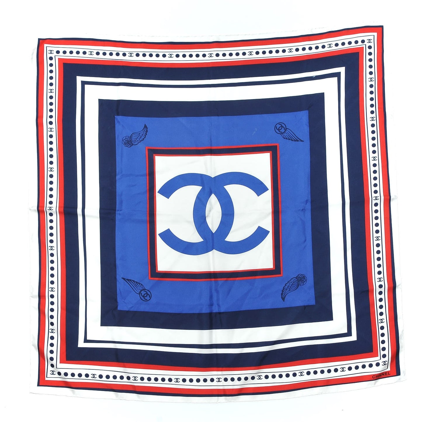 Silk CC Airlines Square Scarf Navy