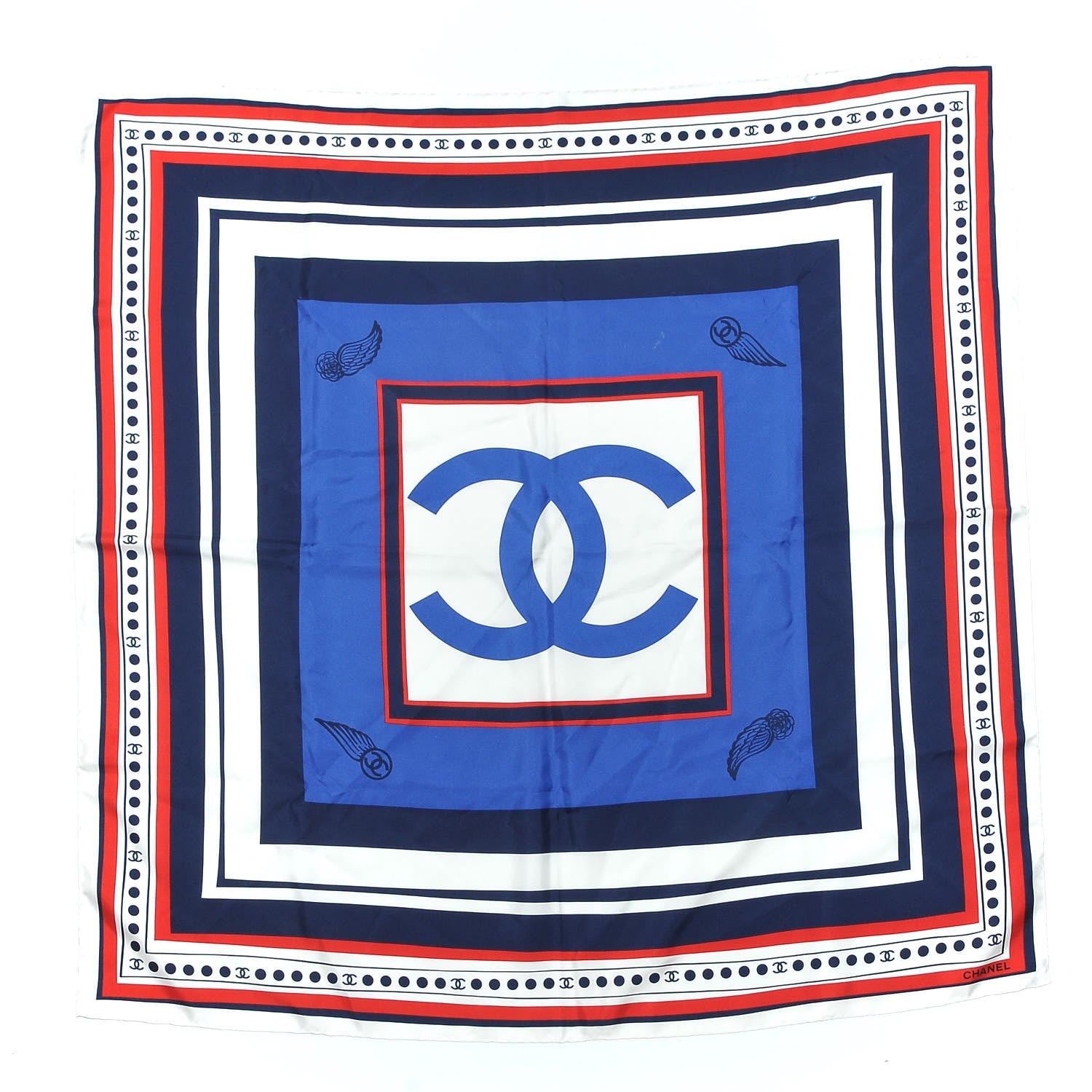 Chanel Silk CC Airlines Square Scarf Navy 1 of 7