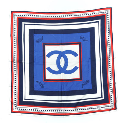 Chanel Silk CC Airlines Square Scarf Navy 1 of 7