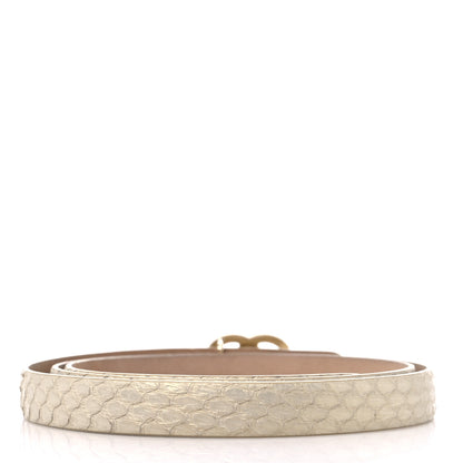 Chanel Pearlized Snakeskin CC Logo Skinny Belt 85 34 Beige 2 of 6