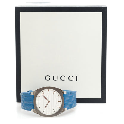 Gucci Stainless Steel Calfskin 38mm 25H Quartz Watch Blue 5 of 5