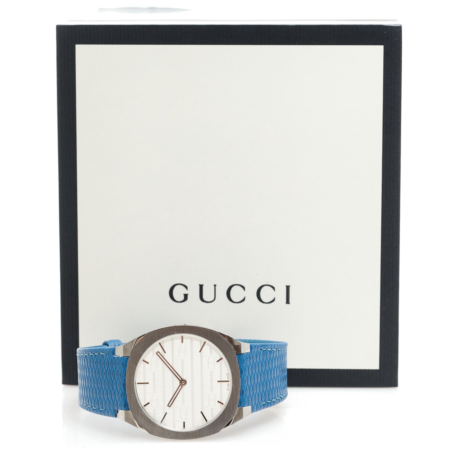 Gucci Stainless Steel Calfskin 38mm 25H Quartz Watch Blue 5 of 5