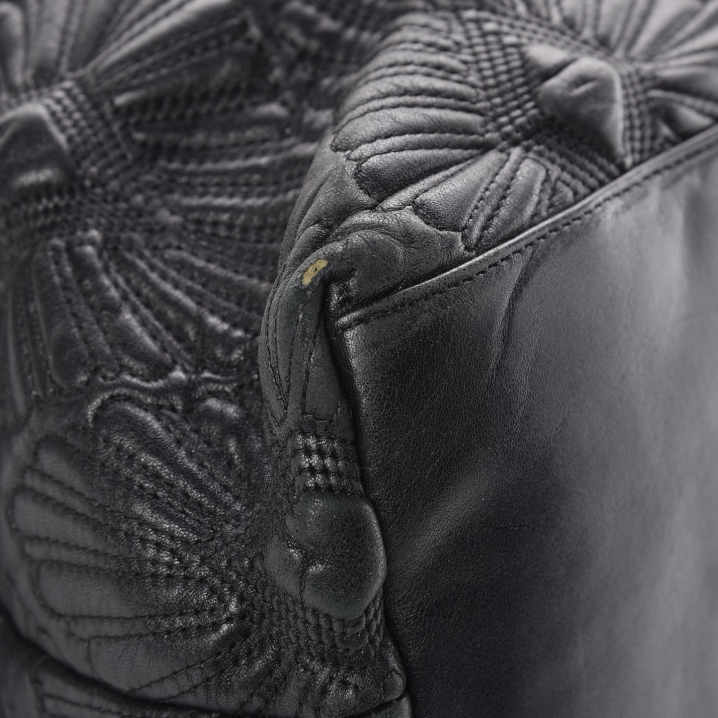 Calfskin Embroidered Ca D'Oro Tote Black
