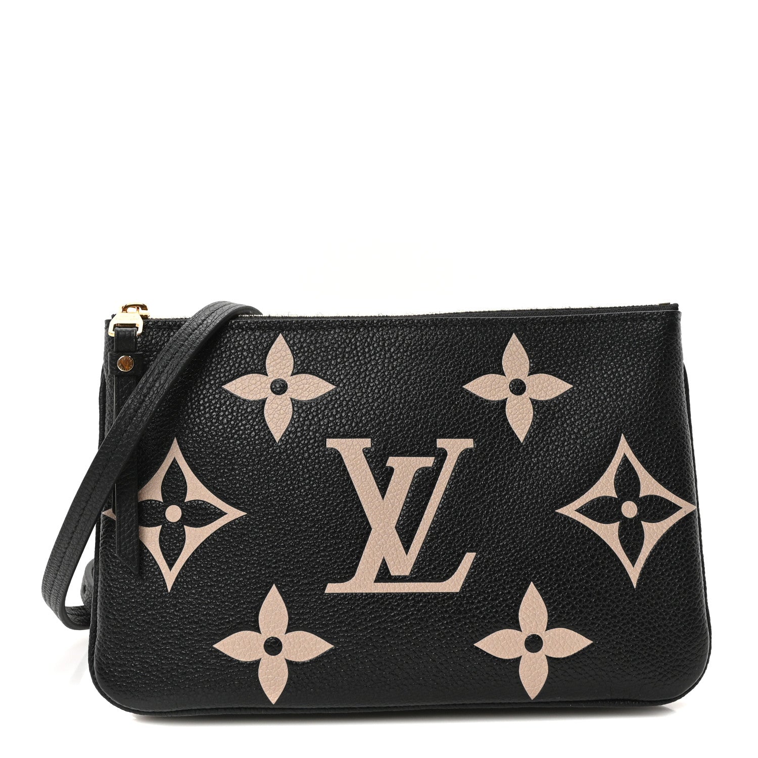 Louis Vuitton Empreinte Monogram Giant Double Zip Pochette Black Cream 1 of 9