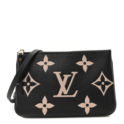 Louis Vuitton Empreinte Monogram Giant Double Zip Pochette Black Cream 1 of 9