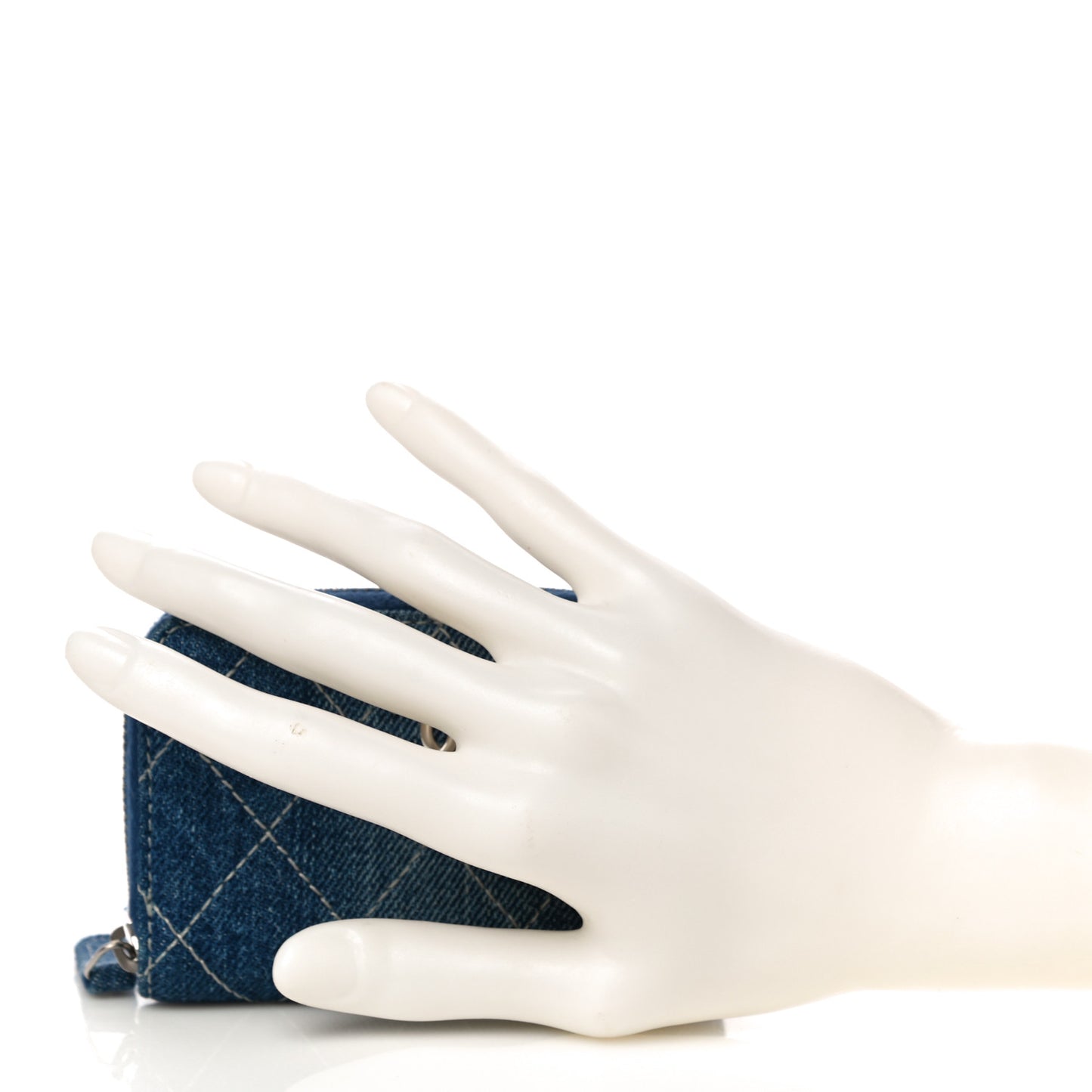 Denim Quilted Zip Coin Purse Blue