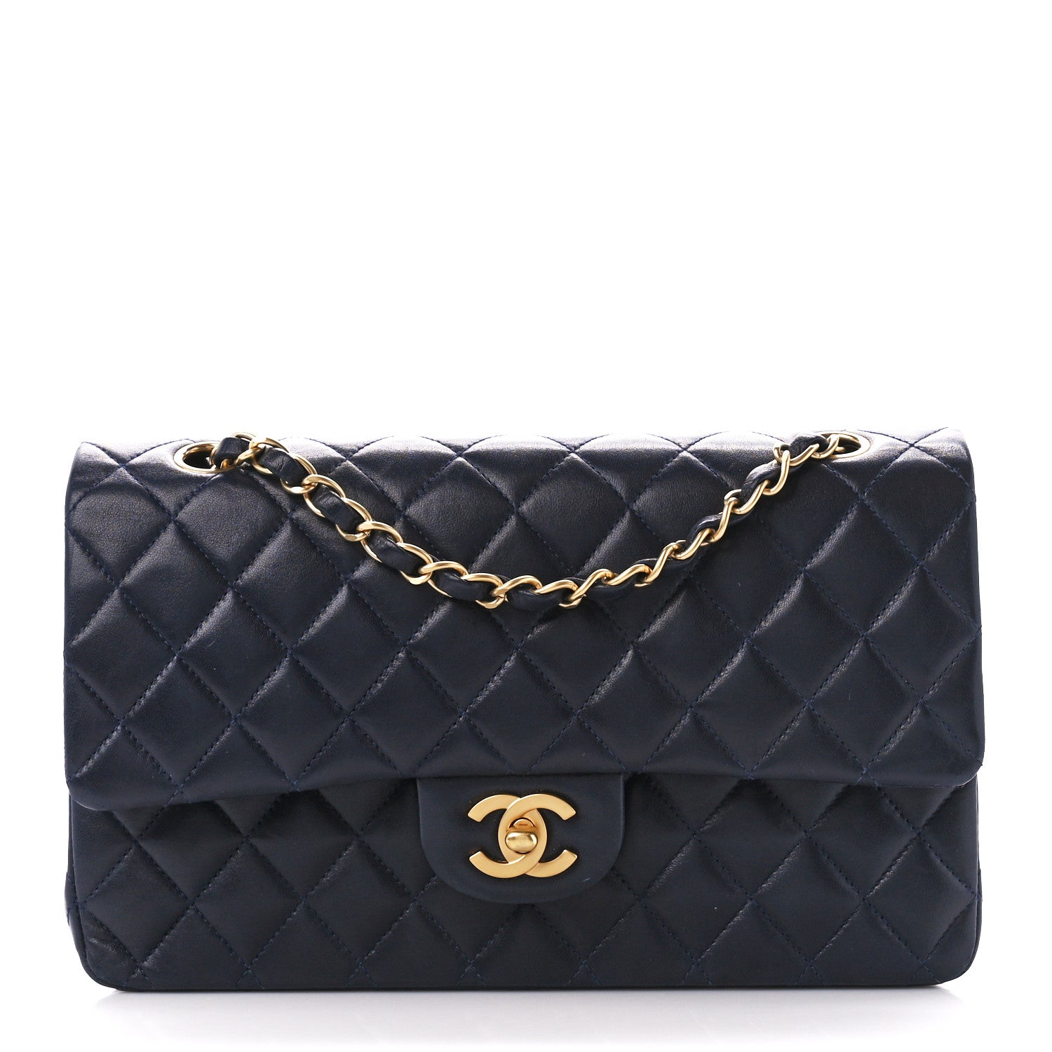 Chanel Lambskin Quilted Medium Double Flap Navy 1 of 12