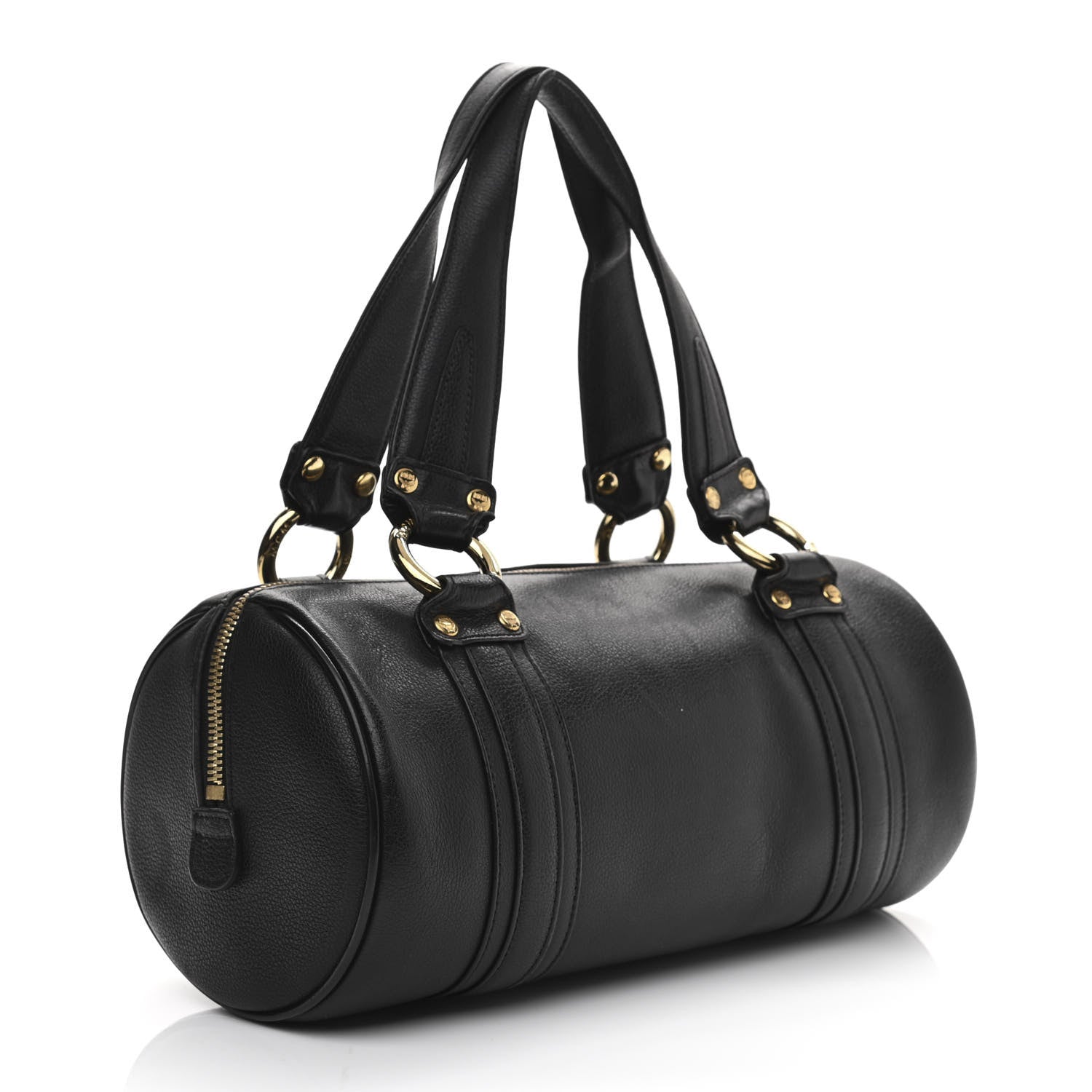 MCM Grained Calfskin Studded Heritage Barrel Bag Black 3 of 9